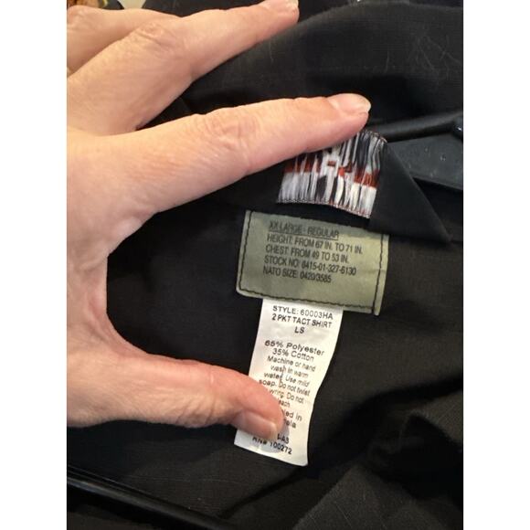 TRU-SPEC Black Tactical Ripstop Shirt XXL Regular Long Sleeve Button Front - Picture 5 of 11